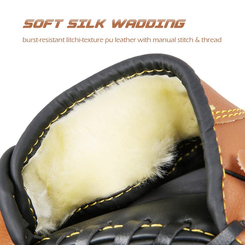 GROOFOO Baseball Glove and Ball for Kids/Youth/Adults Softball Teeball Training, Left Hand Glove with Soft Ball Set, 10.5" Brown - Image 4